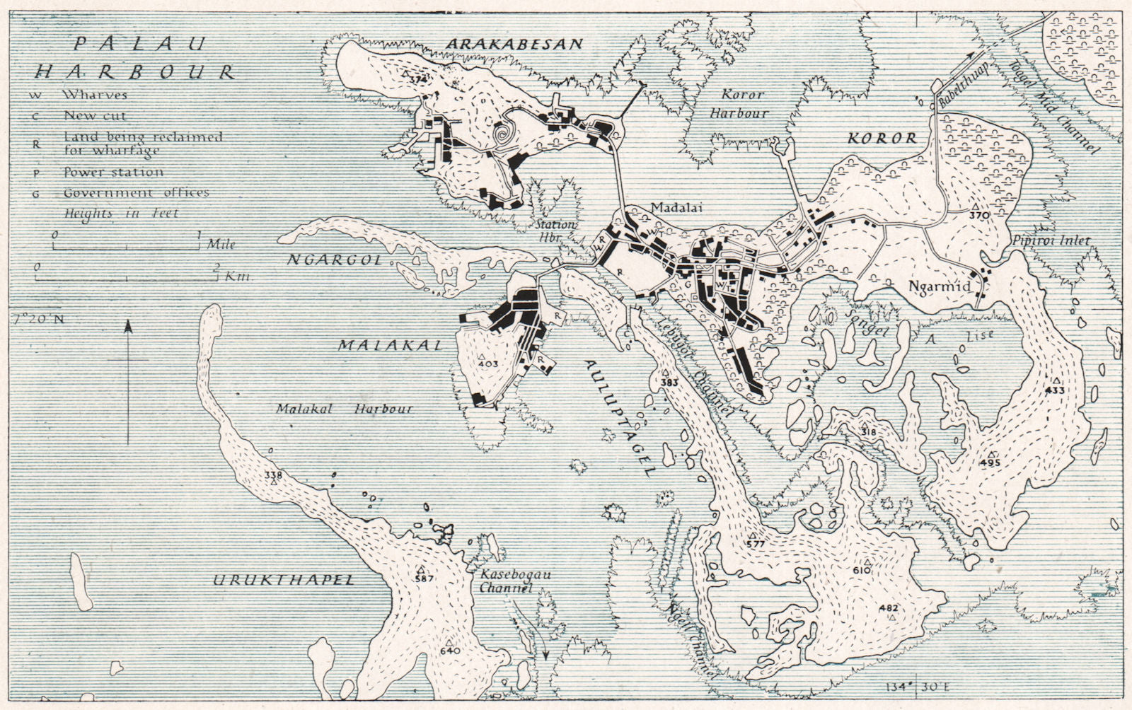 MICRONESIA. Palau harbour. WW2 ROYAL NAVY INTELLIGENCE MAP 1944 old